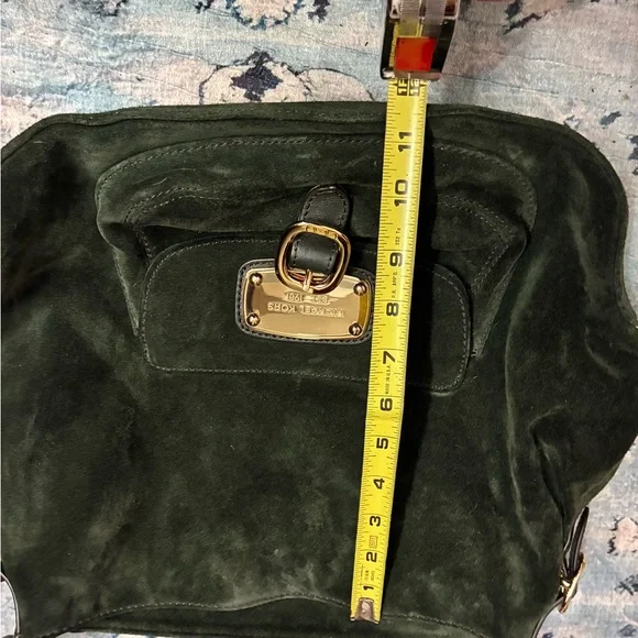 MICHAEL Michael Kors Forest Green Suede Shoulder Bag with Gold Hardware - Picture 8 of 9